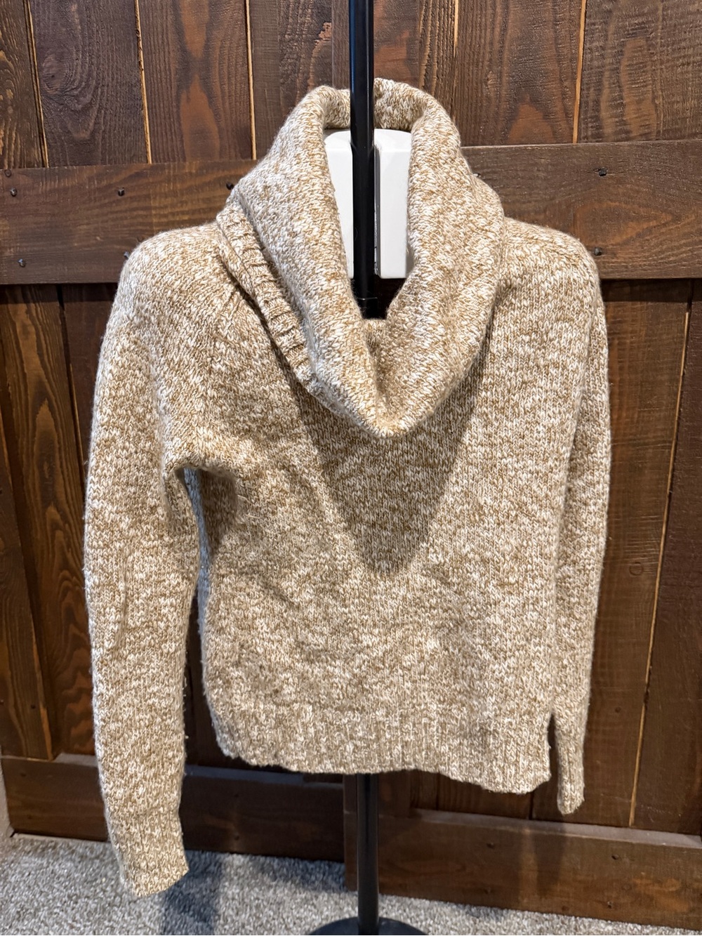 Banana Republic Wool Blend Cowl Neck Pullover Sweater Camel Beige Size M